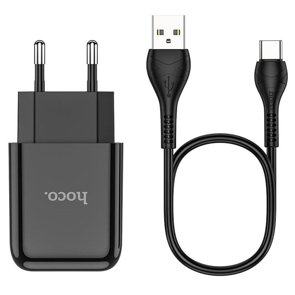 hoco N2 Vigour Single Port Safety Charger Set (Type-C, EU) Black