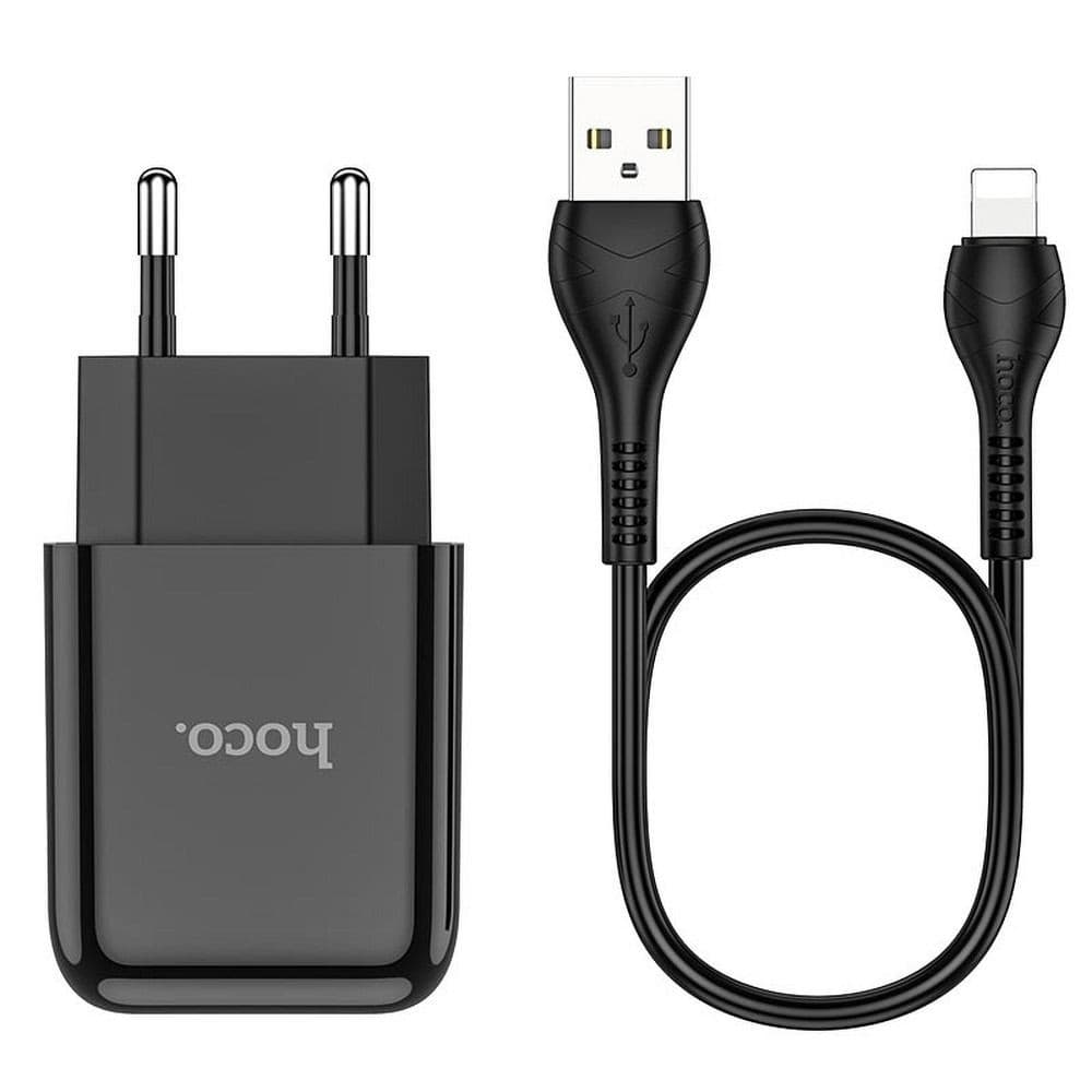 hoco N2 Vigour Single Port Safety Charger Set (Lightning, EU) Black