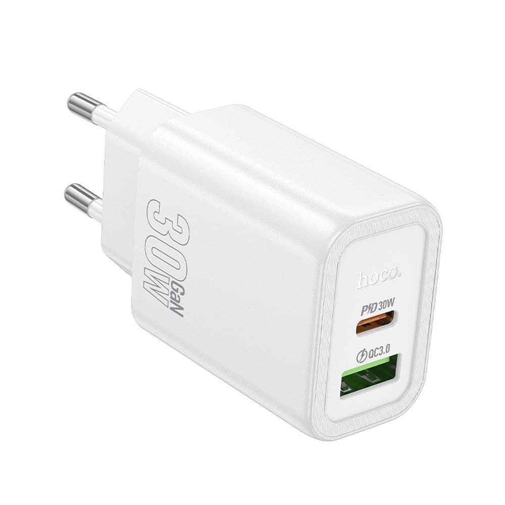 hoco N63 Gentle PD30W + QC3.0 Dual Port Fast Charger (EU) White