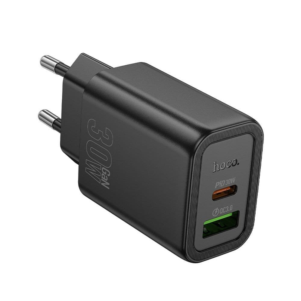 hoco N63 Gentle PD30W + QC3.0 Dual Port Fast Charger (EU) Black