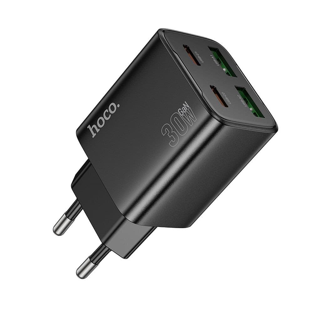 hoco N56 Fundador Four Port PD30W + QC3.0 GaN Charger (EU) Black