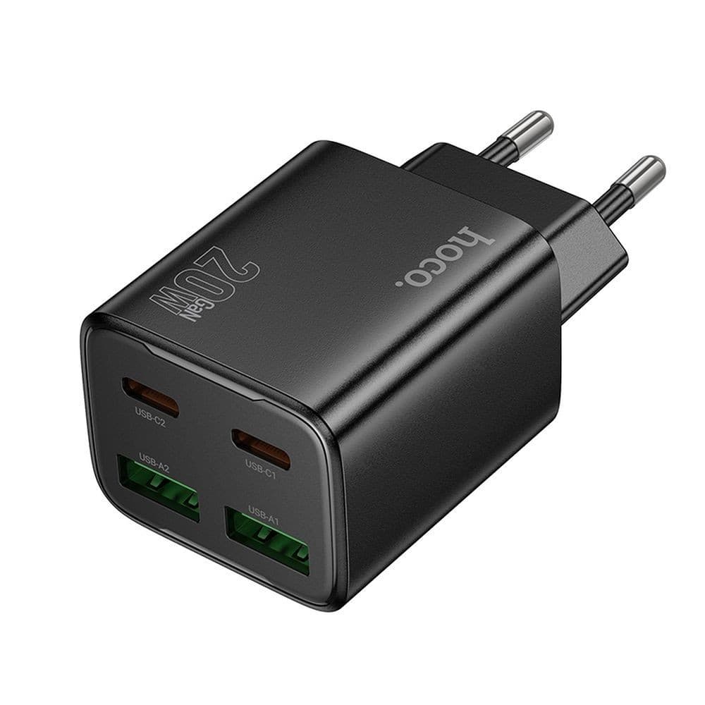 hoco N55 Fundador Four Port PD20W + QC3.0 GaN Charger (EU) Black