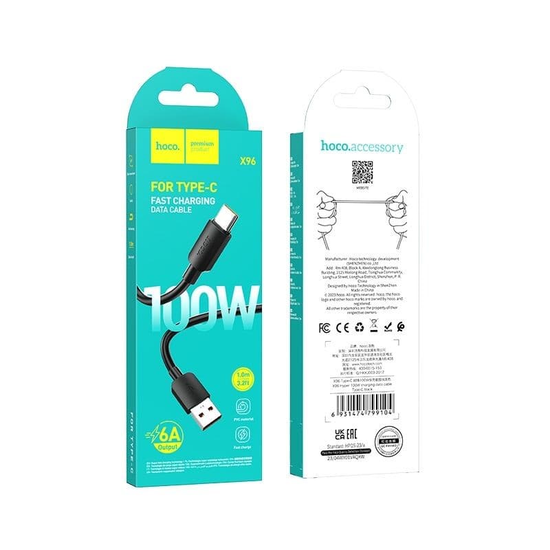 hoco X96 Hyper 100W USB-A to Type-C Fast Charging Data Cable 1 m Black