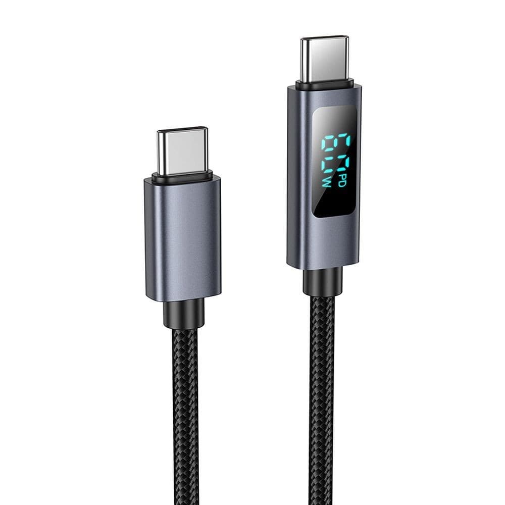 hoco X112 Favor 60W USB-C to USB-C Braided Data Cable with Power Display 1 m Black