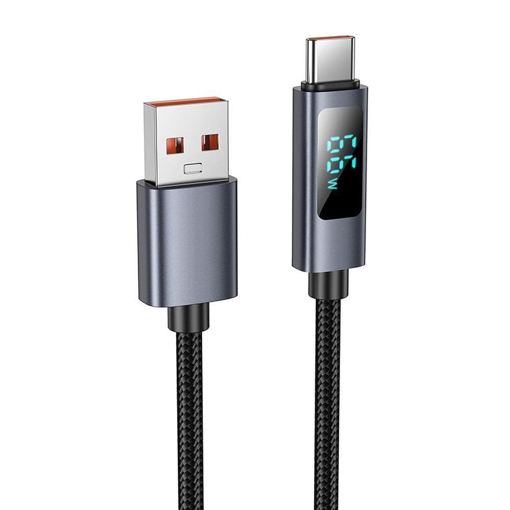 hoco X112 Favor 5A USB-A to USB-C Braided Data Cable with Power Display 1 m Black