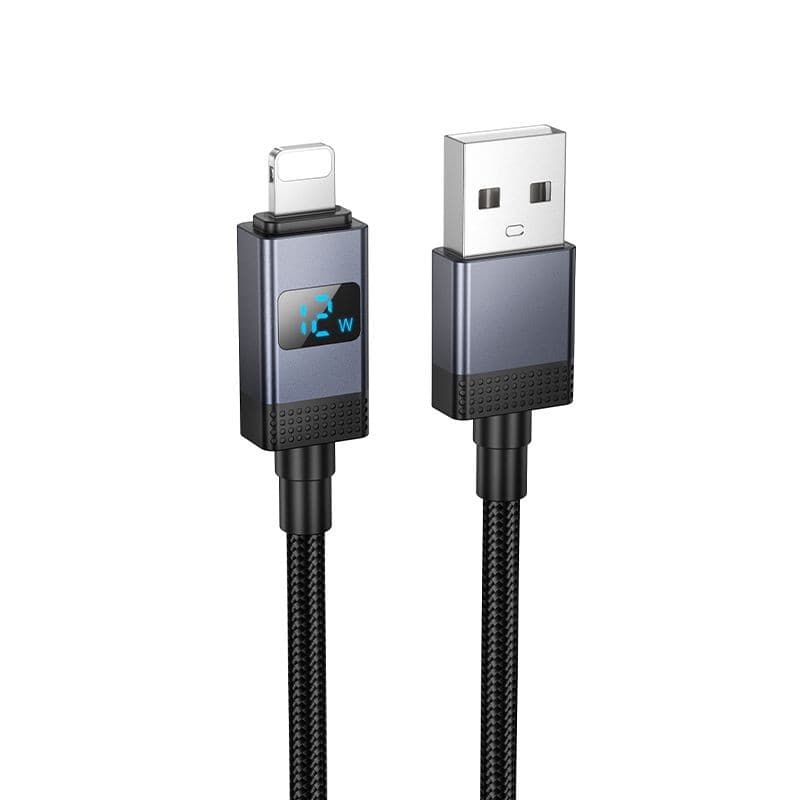 hoco X118 Generous 2.4A USB-A to Lightning Digital Display Charging Data Cable 1 m Black