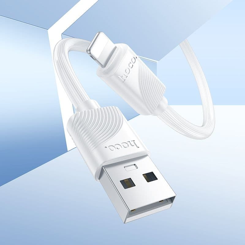 hoco X114 Energy 2.4A USB-A to Lightning Transparent Braid Data Cable 1 m White