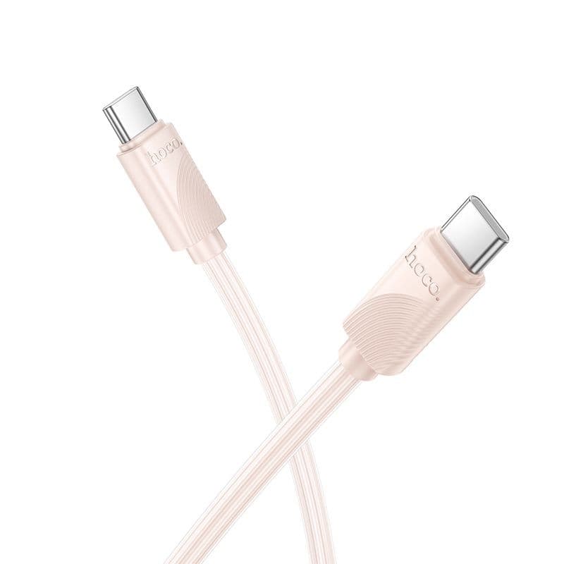 hoco X114 Energy 60W USB-C to USB-C Transparent Braid Data Cable 1 m Pink