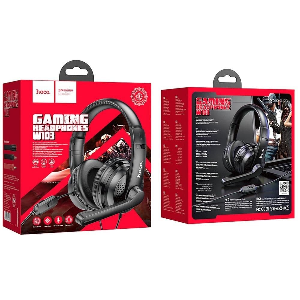 hoco W103 Magic Tour Wired Gaming Headphones with Microphone Black