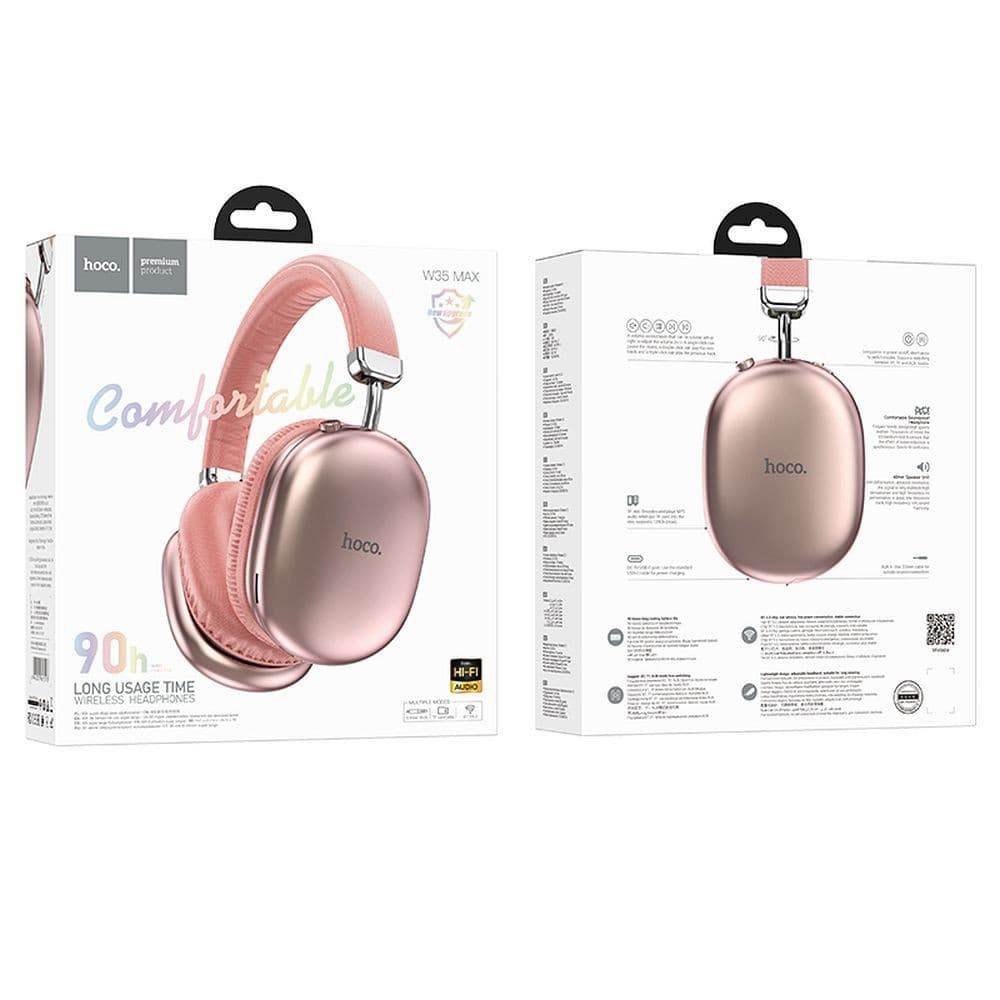 hoco W35 MAX Wireless Bluetooth Over-Ear Headphones Rose Pink