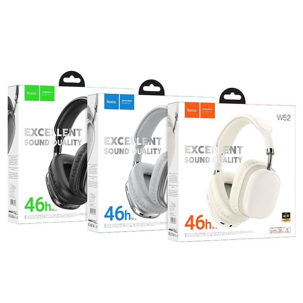 hoco W52 Excellent Sound Quality Wireless Bluetooth Over-Ear Headphones Silver