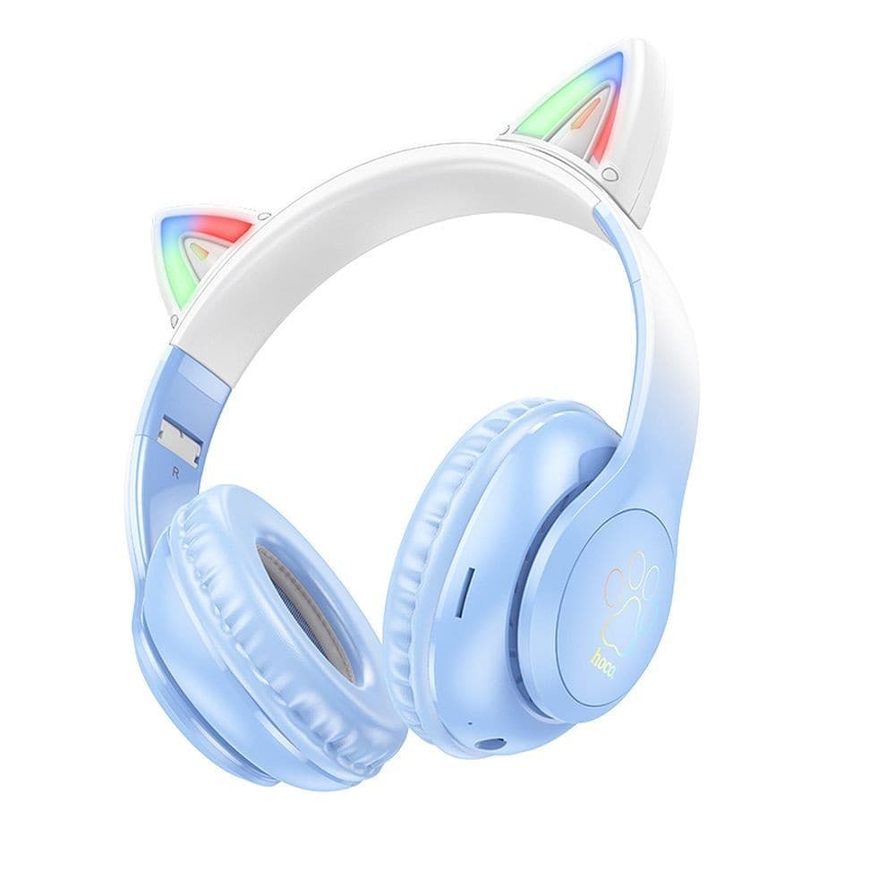 hoco W42 Cat Ear Wireless Bluetooth Headphones with RGB Lighting Blue