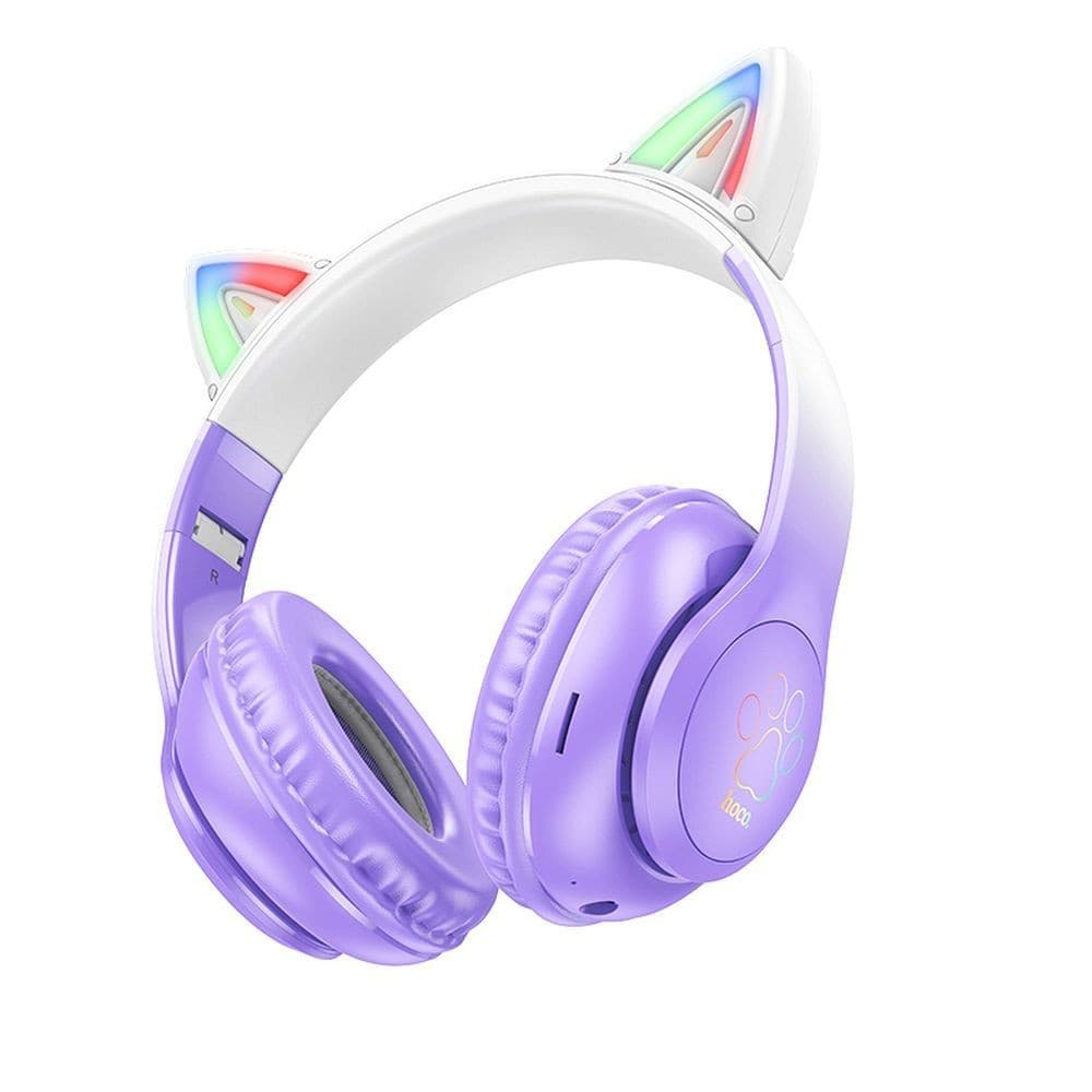 hoco W42 Cat Ear Wireless Bluetooth Headphones with RGB Lighting Purple