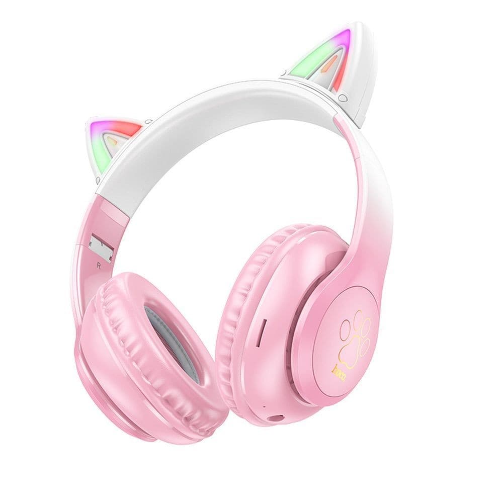 hoco W42 Cat Ear Wireless Bluetooth Headphones with RGB Lighting Pink