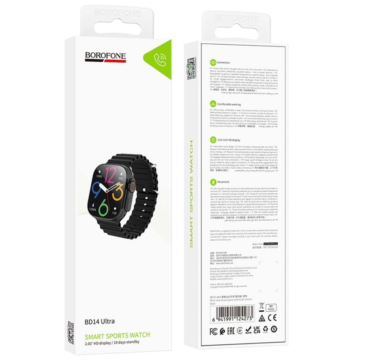 Borofone BD14 Ultra Smart Sports Watch (Call Version) Black