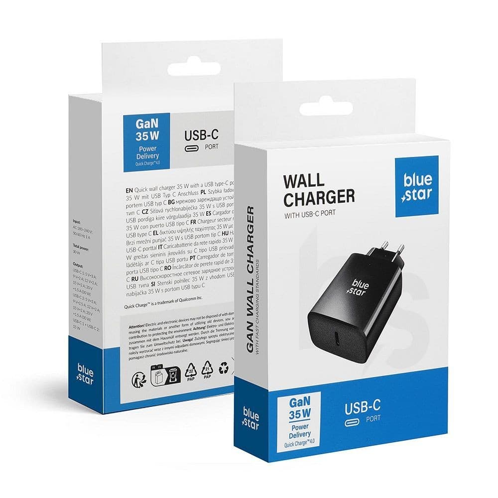 Blue Star GaN 35W Wall Charger USB-C Black