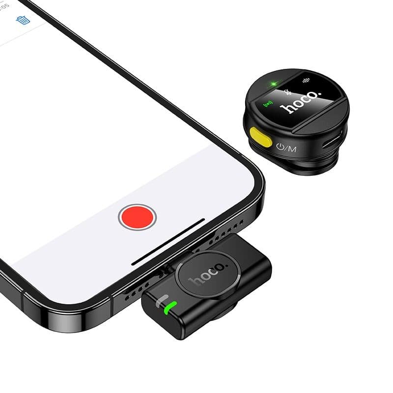 hoco L21 Charm Magnetic Lapel Clip Wireless Microphone Lightning Black