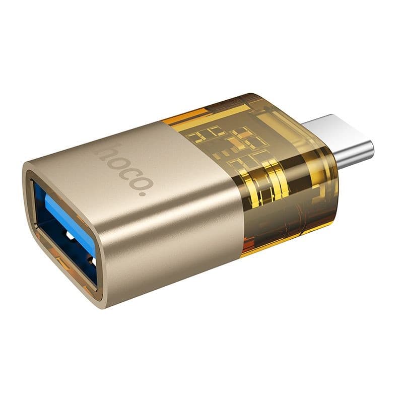 hoco UA36B USB-C Male to USB-A Female OTG Transparent Adapter Gold