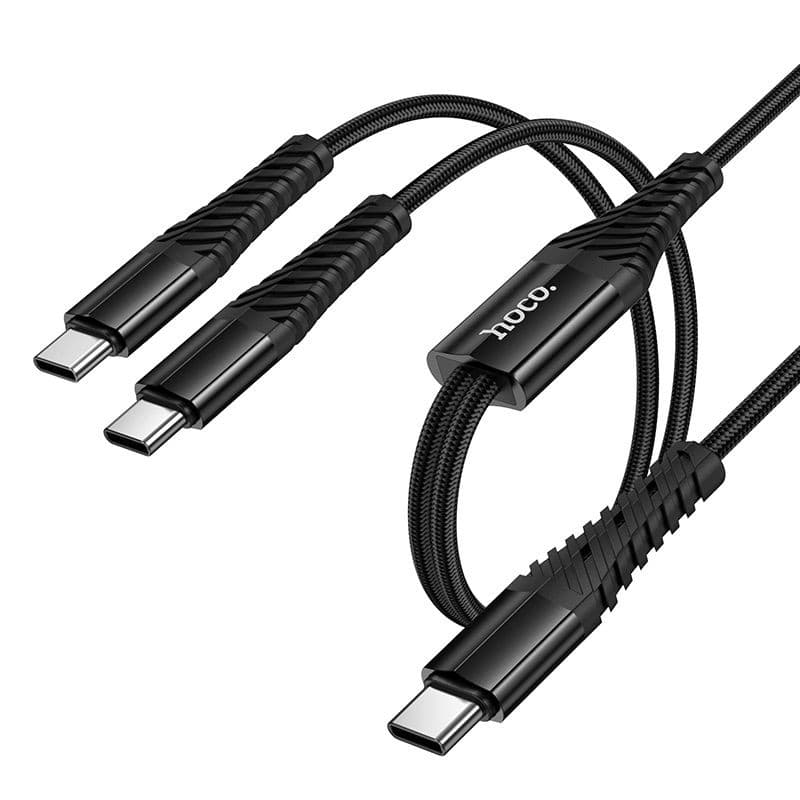 hoco X123 Victory 2-in-1 USB-C to Dual USB-C Charging Cable Black