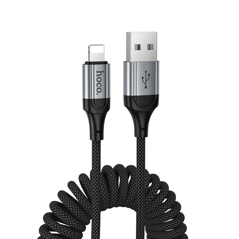hoco X121 Nuevo USB-A to Lightning Spring Charging Data Cable Black