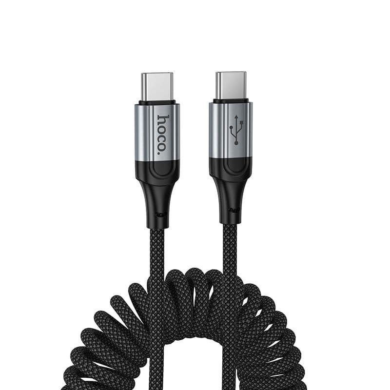 hoco X121 Nuevo 60W USB-C to USB-C Spring Charging Data Cable Black
