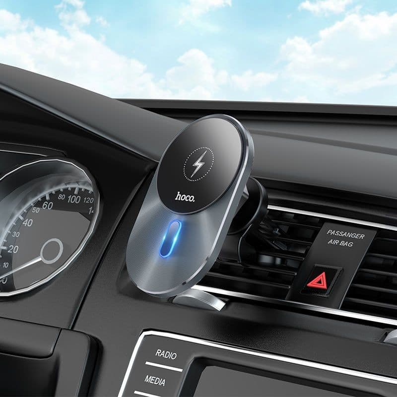 hoco CA91 Jade Magnetic Wireless Charging Car Vent Holder Black
