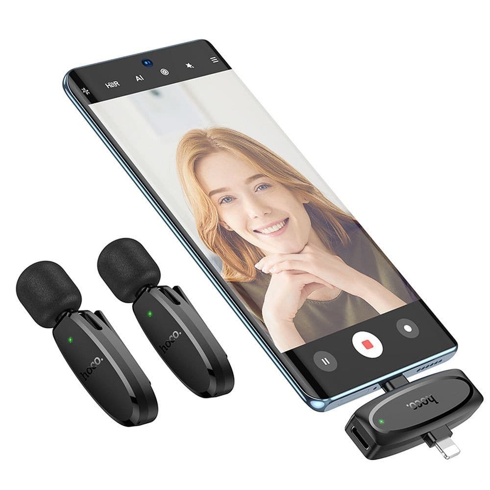 hoco L15 Dual-Mic Clip-On Wireless Digital Microphone for iPhone and Type-C