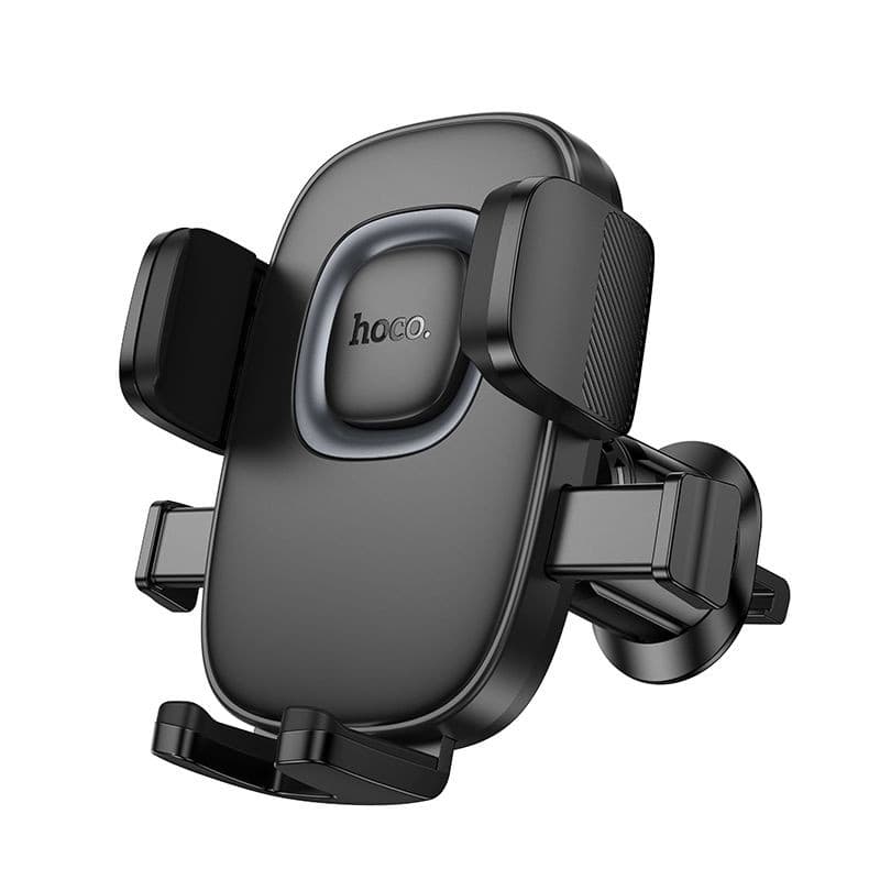 hoco H75 Crown Series One-Key Lock Air Outlet Car Holder Black Metal Grey