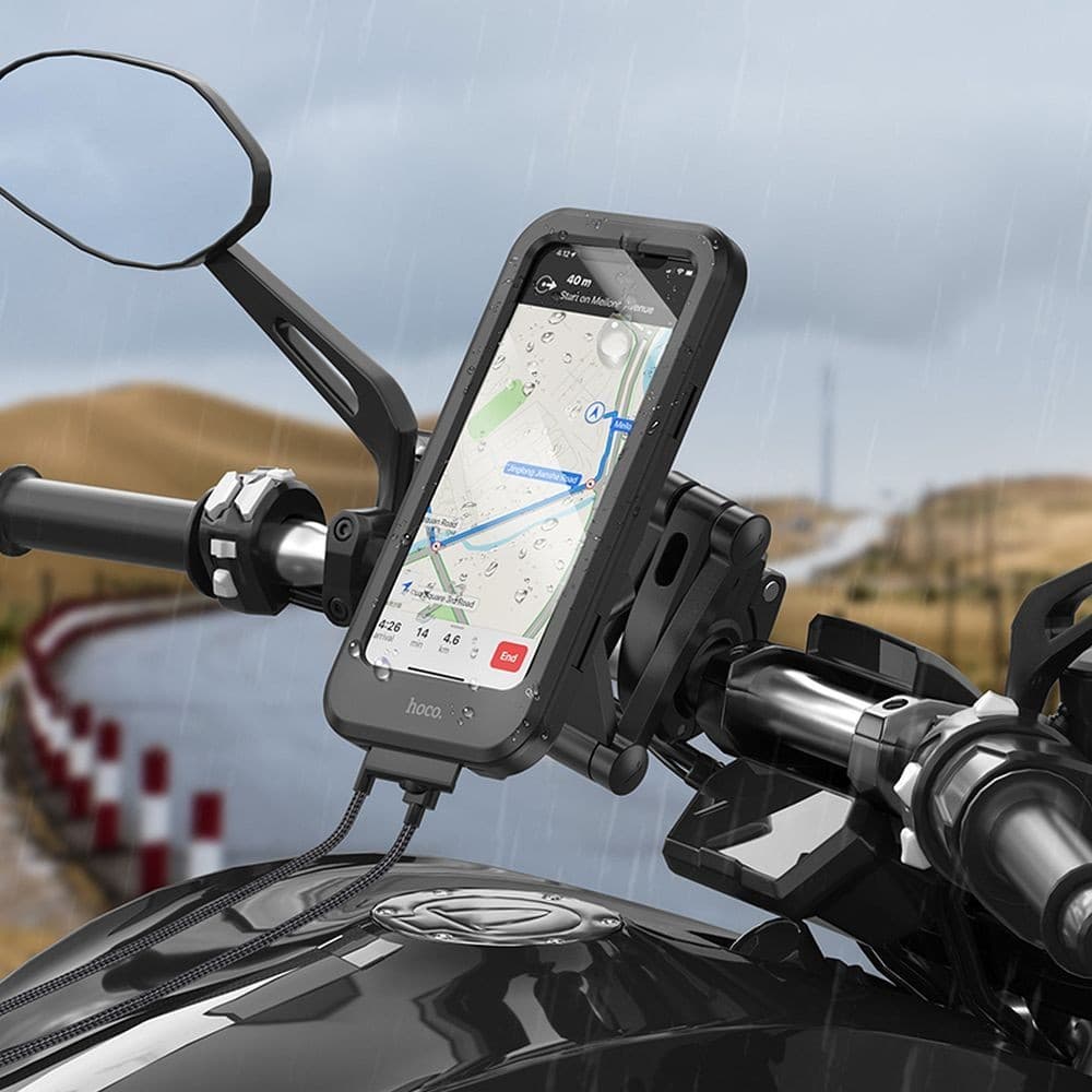 hoco CA101 Rider Fully Enclosed Waterproof Bicycle and Motorcycle Phone Holder Black