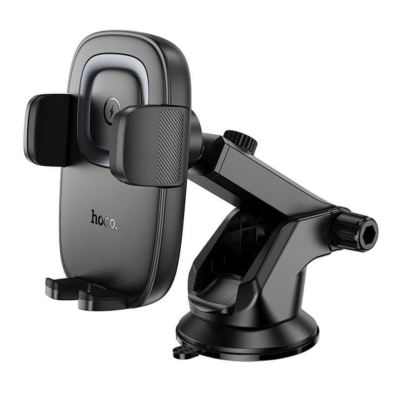 hoco HW32 Crown Series 15W Wireless Charging Centre Console Car Holder Black Metal Grey