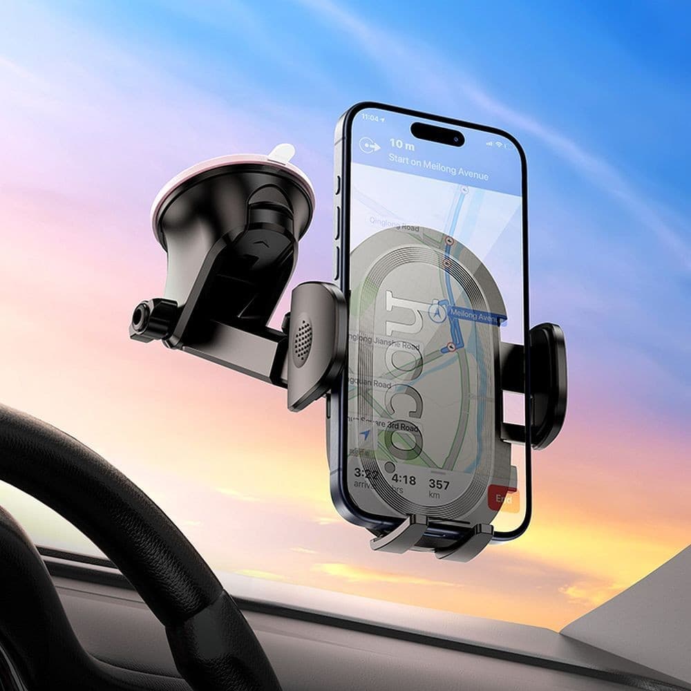 hoco H54 Brilliant Thin and Steady Centre Console Car Holder Black