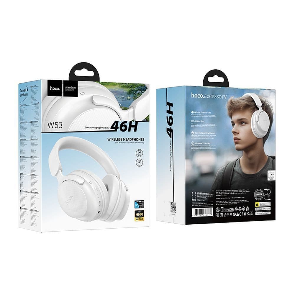 hoco W53 Wireless Bluetooth Over-Ear Headphones White