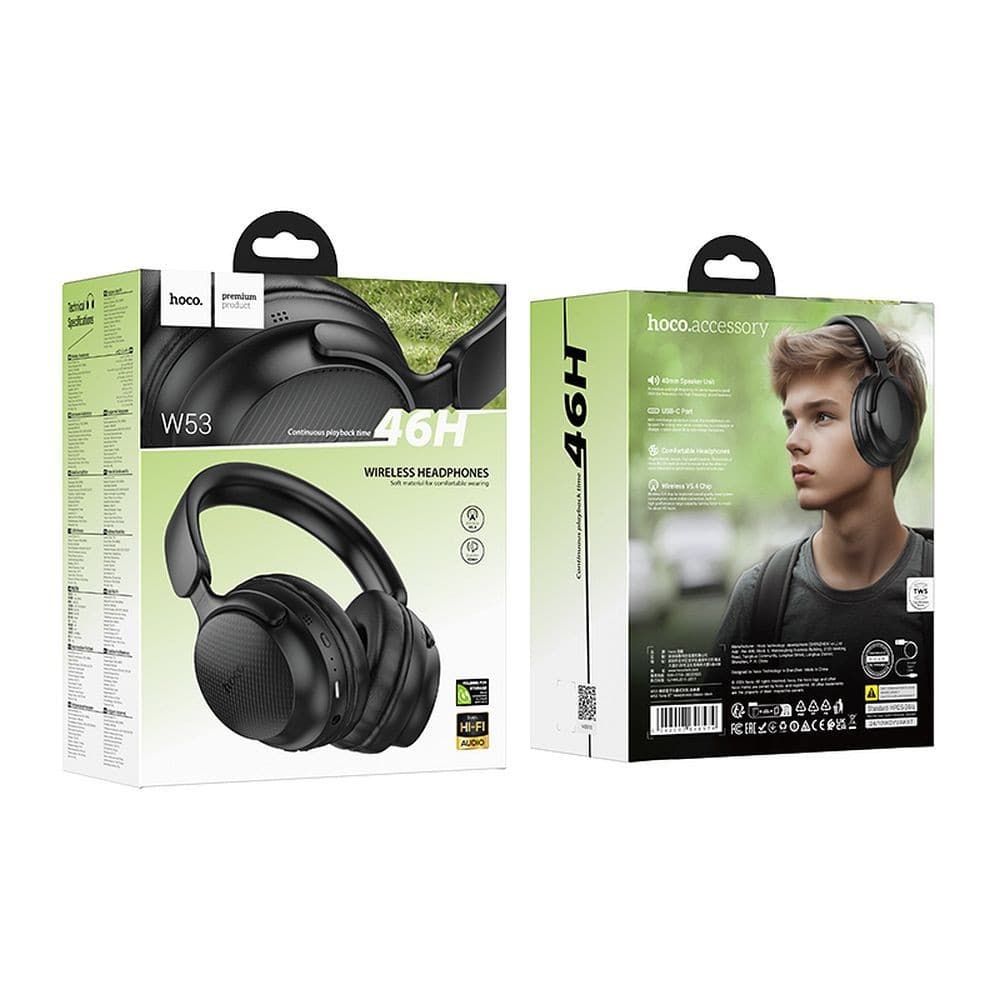 hoco W53 Wireless Bluetooth Over-Ear Headphones Black