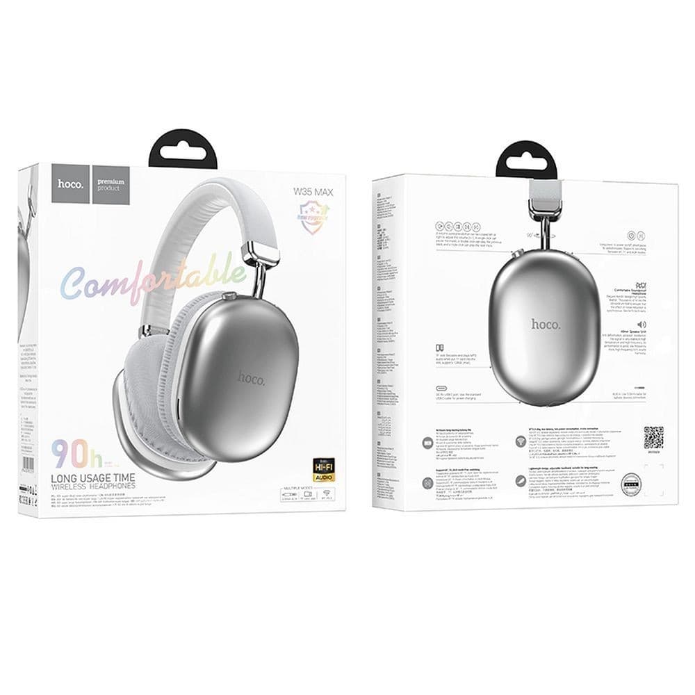 hoco W35 MAX Wireless Bluetooth Over-Ear Headphones Silver
