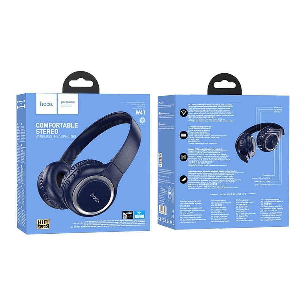 hoco W41 Comfortable Stereo Wireless Bluetooth Headphones Blue