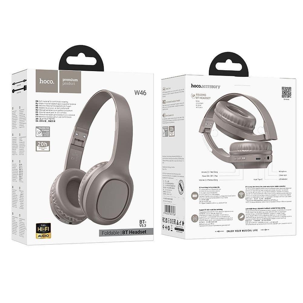 hoco W46 Foldable Bluetooth Headset Mocha