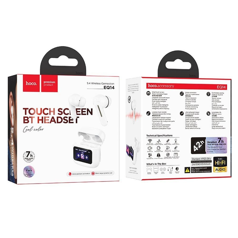 hoco EQ14 Touch Screen TWS Bluetooth Headset White