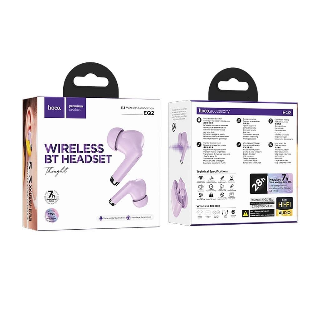 hoco EQ2 Thought Wireless Bluetooth TWS Headset Purple