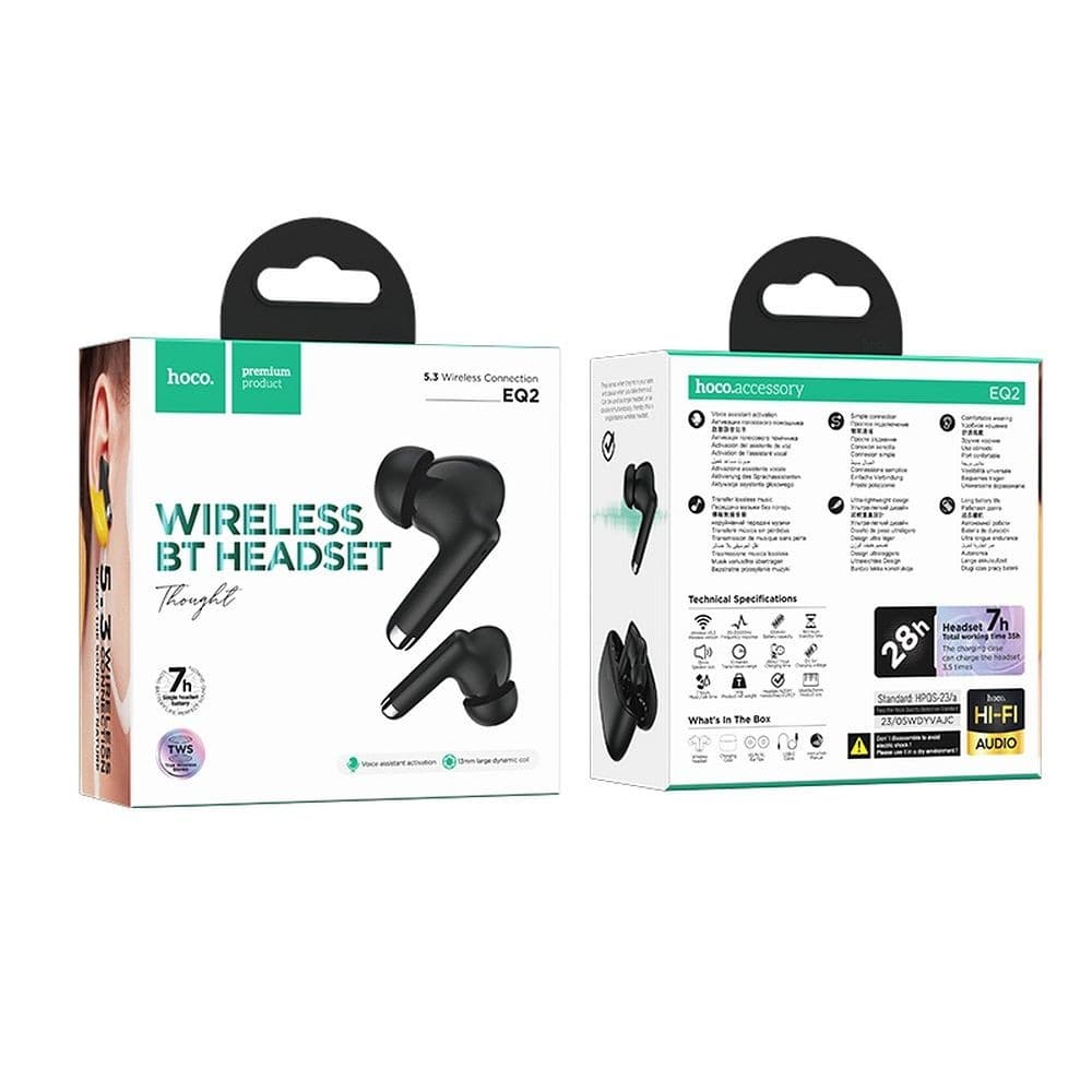 hoco EQ2 Thought Wireless Bluetooth TWS Headset Black