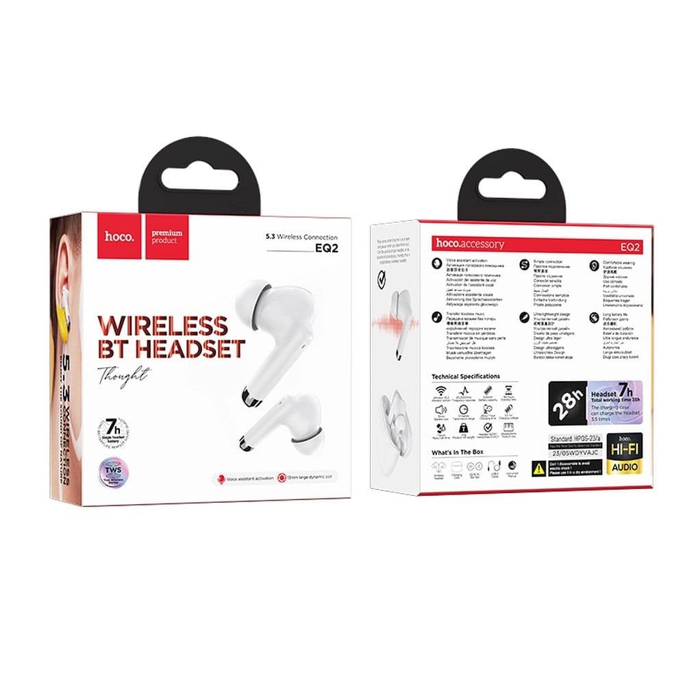 hoco EQ2 Thought Wireless Bluetooth TWS Headset White