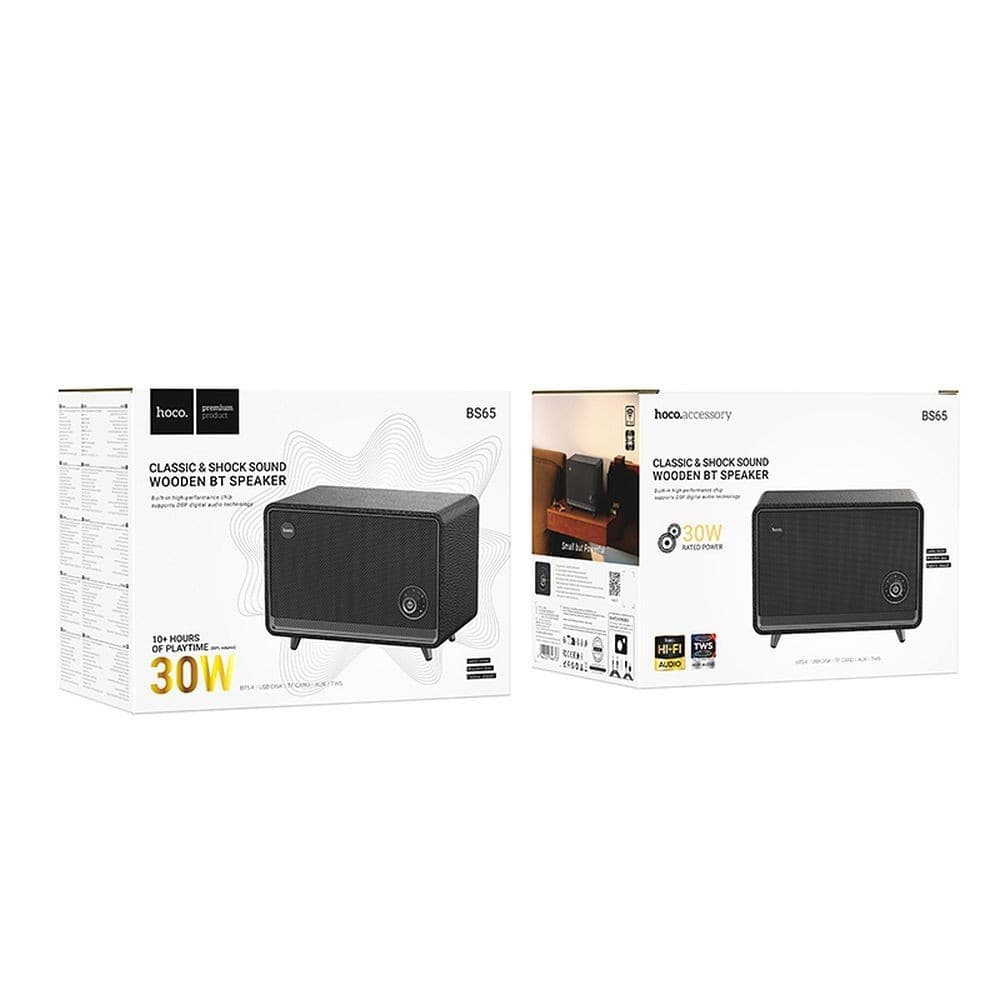 hoco BS65 Classic and Shock Sound Wooden Bluetooth Speaker Black